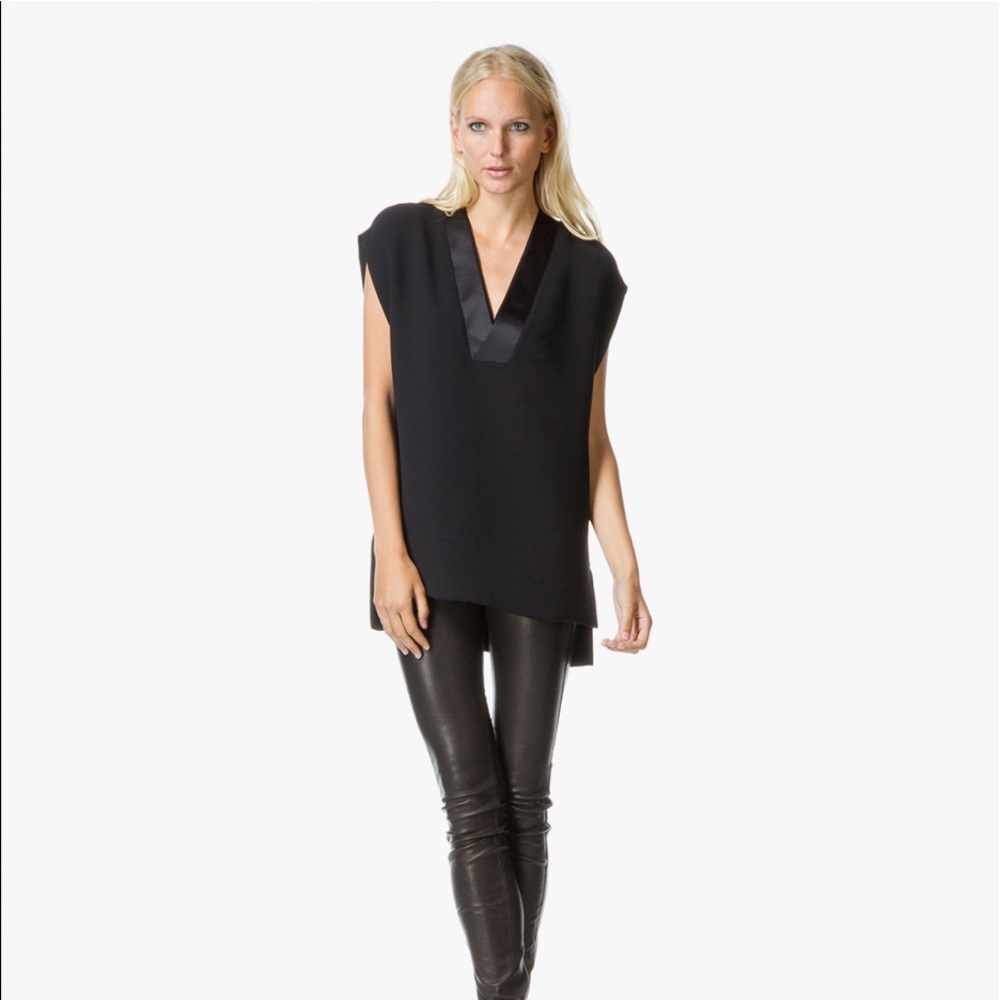NWOT Vince satin trim V neck top