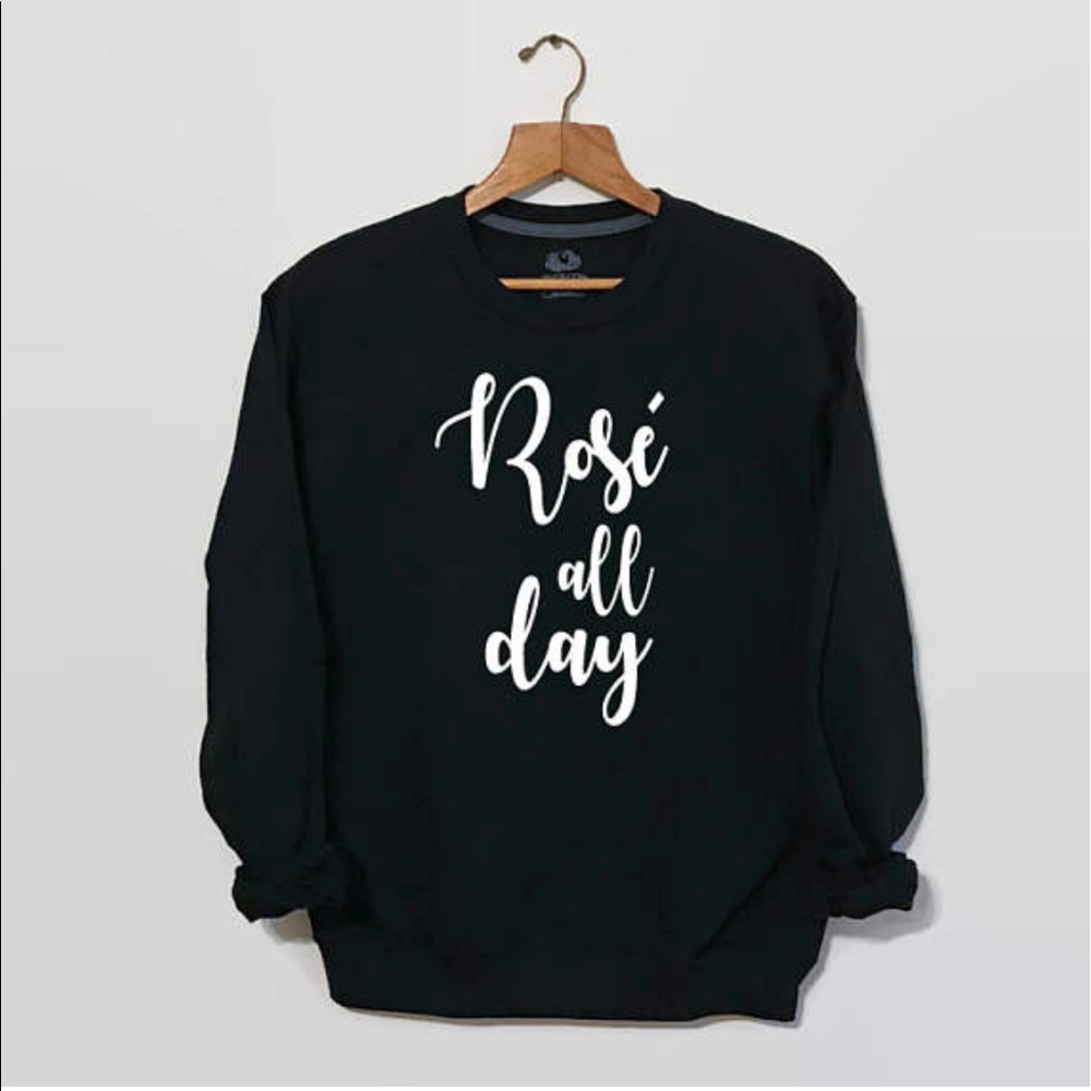 Rosé All Day Sweatshirt in Black, Wine Lover - Picture 1 of 1