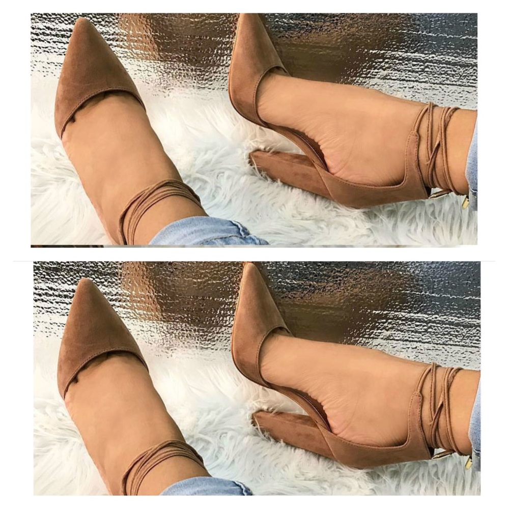 Tan pointy single sole pump heel toe ππ - Picture 1 of 2