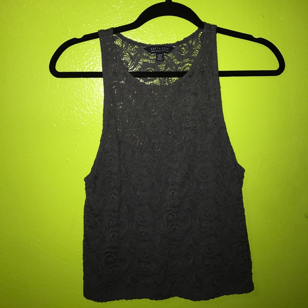 Grey lace crop top.