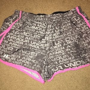 Pink/ Grey Under Armour Logo Shorts