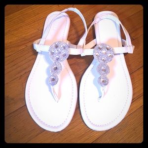 White jeweled sandals