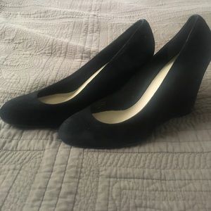 Via Spiga black suede wedge