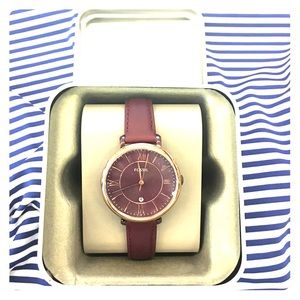 Fossil Jacqueline three-hand wine leather watch