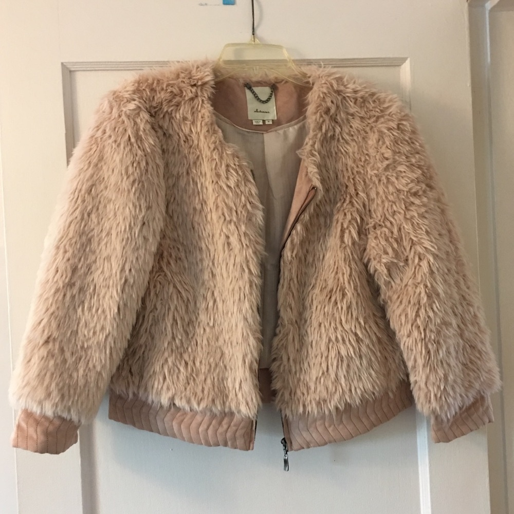 Anthropologie Elevenses Faux Fur Jacket