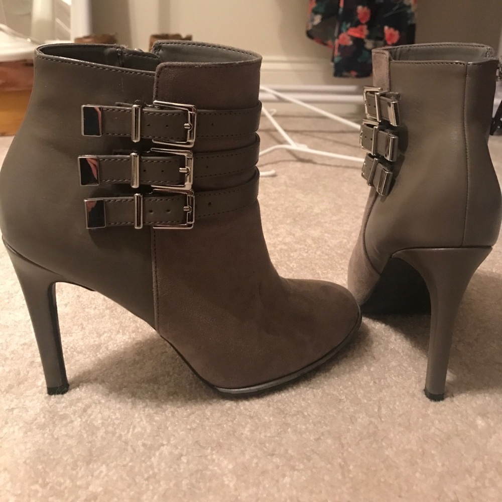 Gray Heeled Ankle Booties