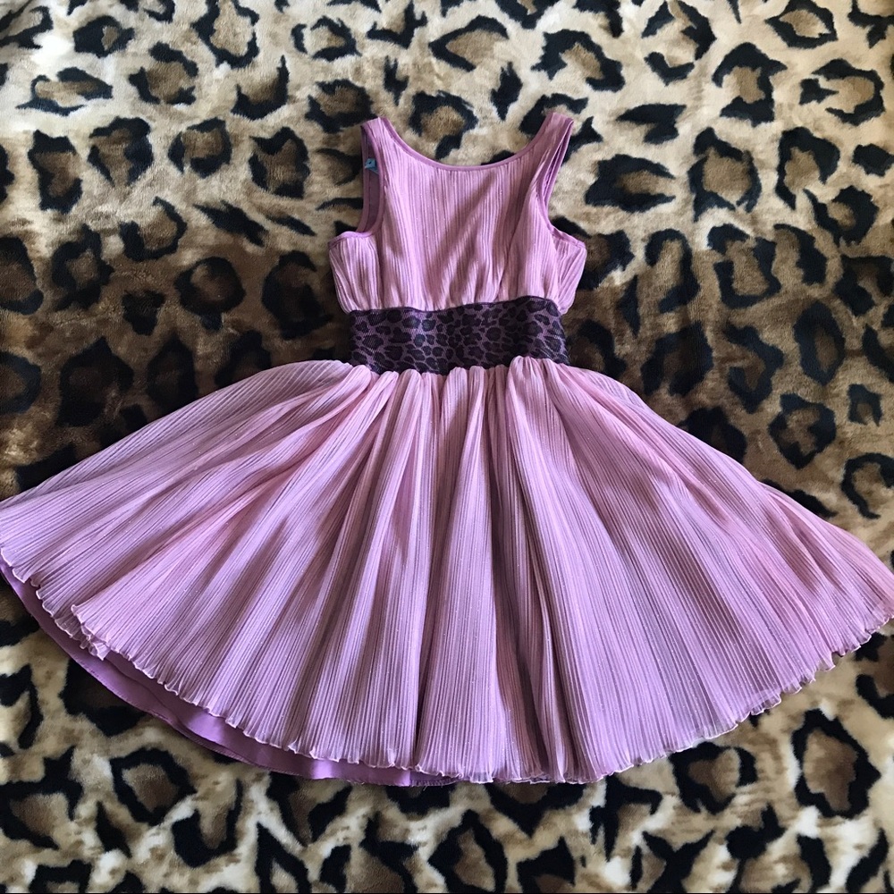 Pippa & Julie Pink and Leopard Dress Girls Size 7