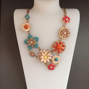 Colorful floral statement necklace