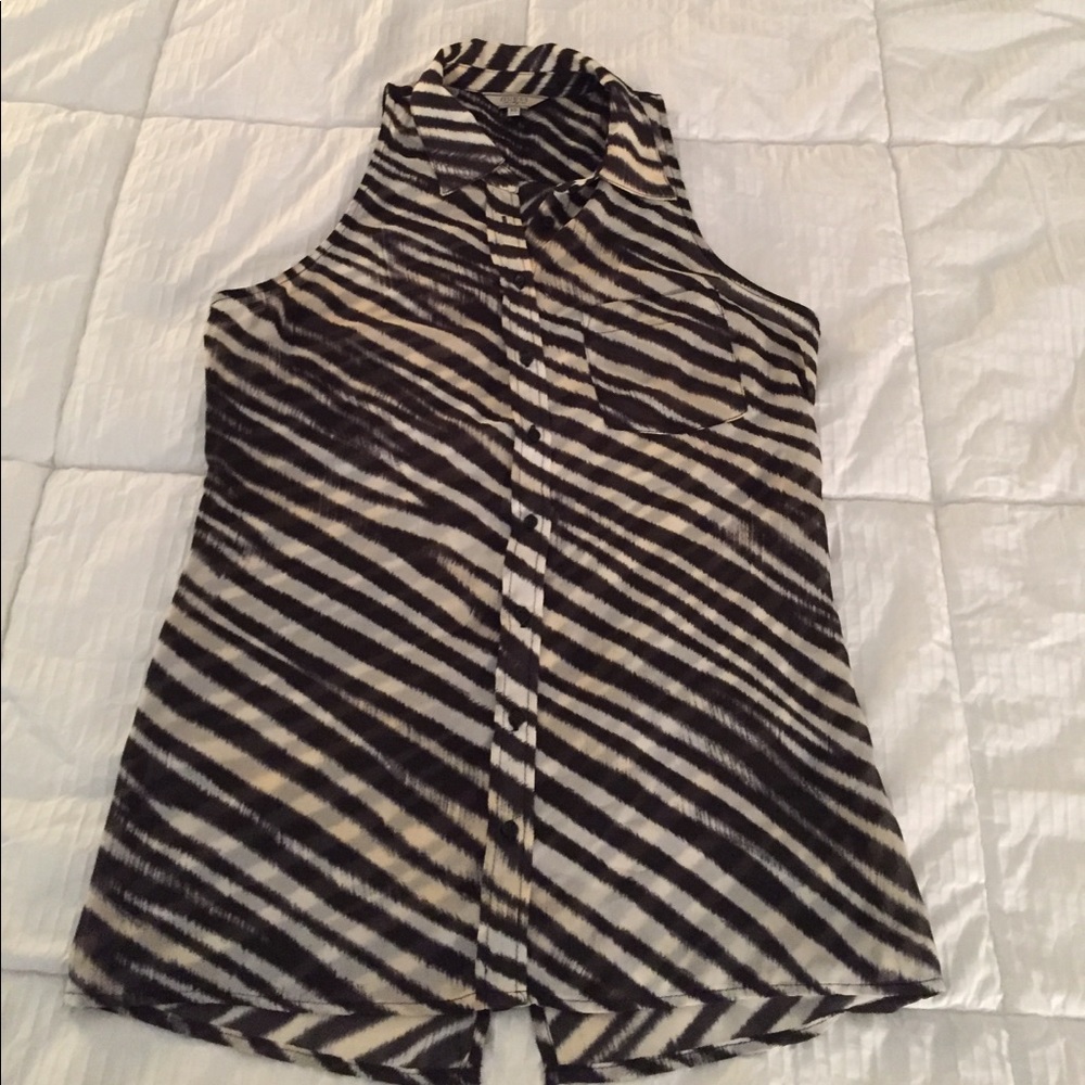Guess sleeve-less blouse in zebra print, open back