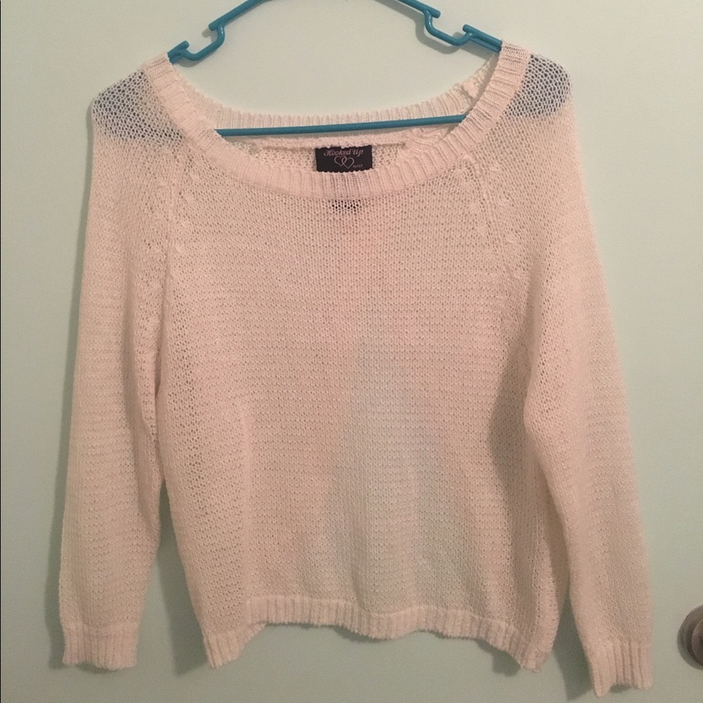 Open back white sweater