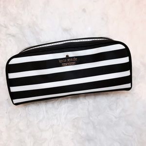 Kate Spade Black & White Striped Cosmetics Bag