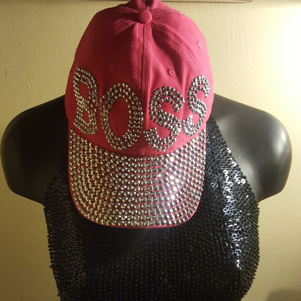 Pink boss rhinestone hat