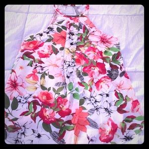 Guess sleeve-less floral print blouse neck detail