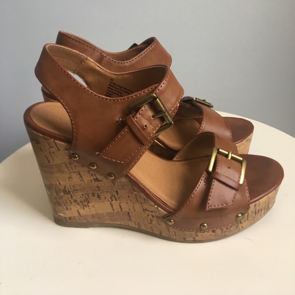 Tan wedge sandals
