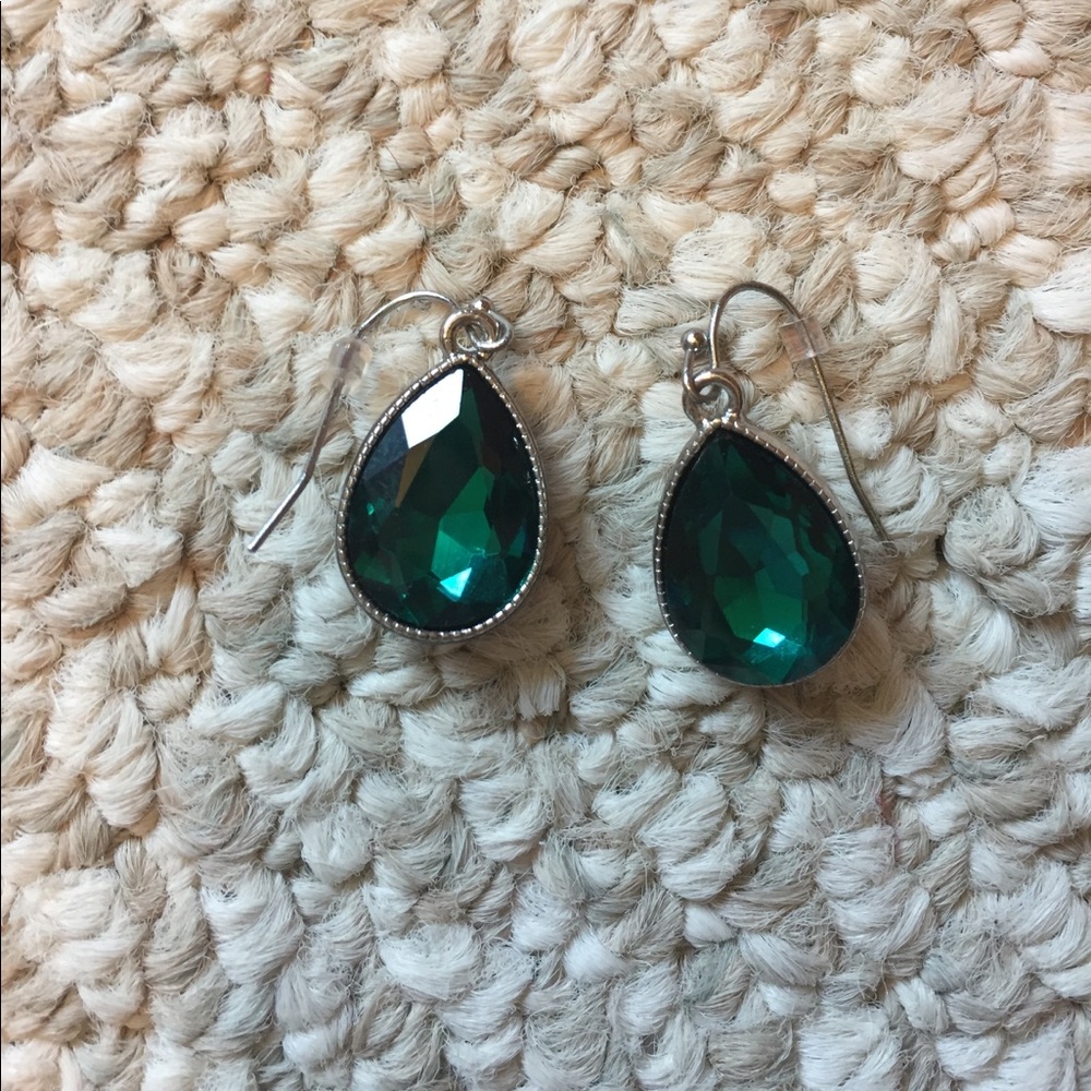 Green earrings, worn once!!