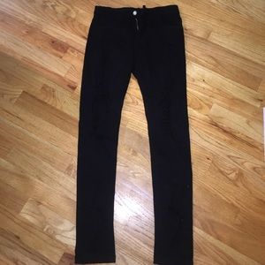 Black distressed high waisted jeans