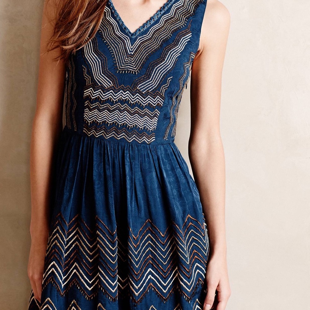 Meadow Rue chevron beaded dress - Picture 2 of 6