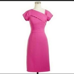 J. Crew Pink Origami Sheath Dress in Wool Crepe