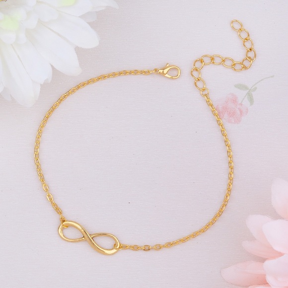 Gold Infinity Anklet Ankle Bracelet - Picture 4 of 4