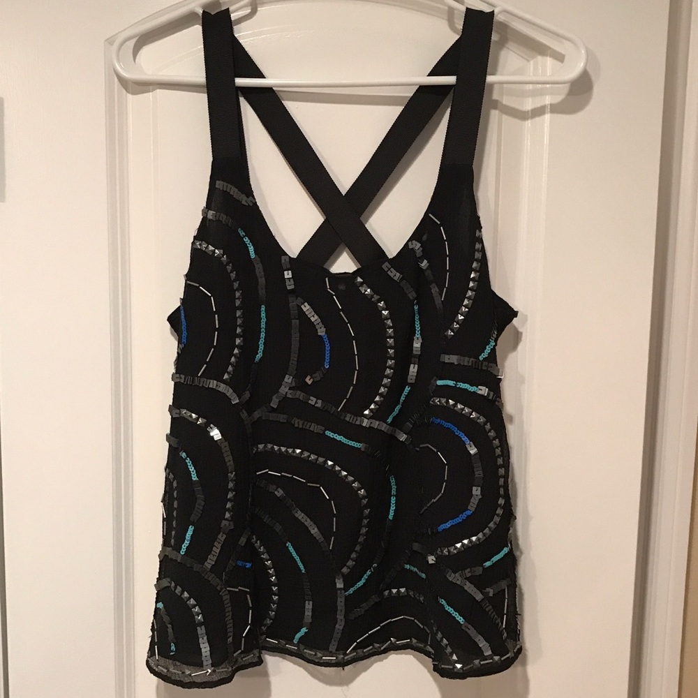 Free People Beaded Criss Cross Tank