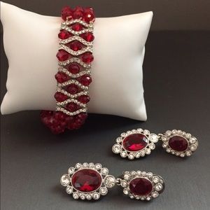Red earring and bracelet set