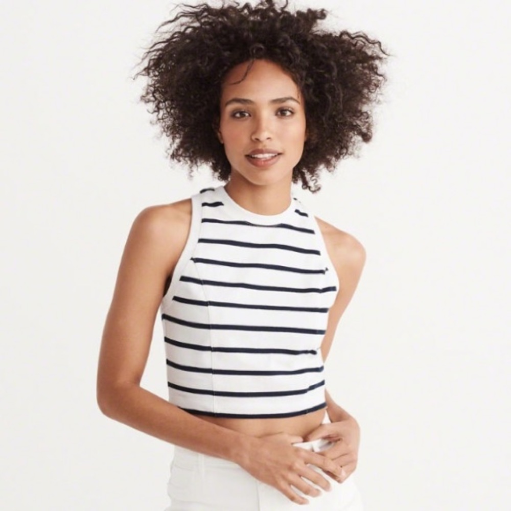 NWT Abercrombie & Fitch Stripe Crop Top M