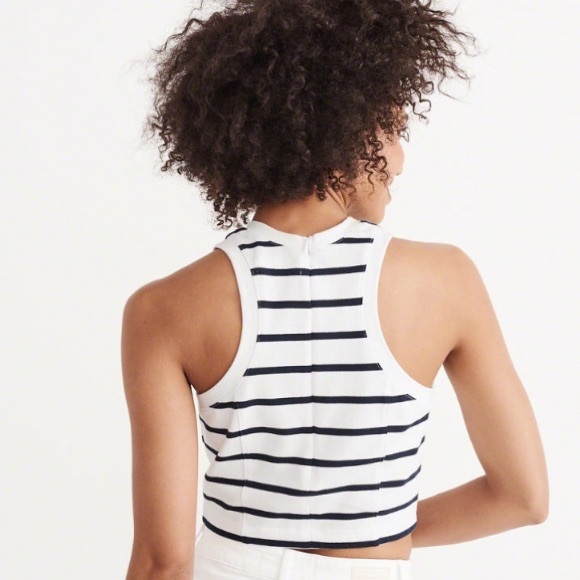 NWT Abercrombie & Fitch Stripe Crop Top M - Picture 2 of 5
