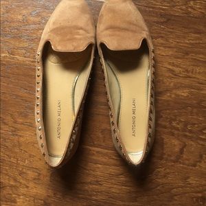 Antonio Melani suede Nude flats with gold studs
