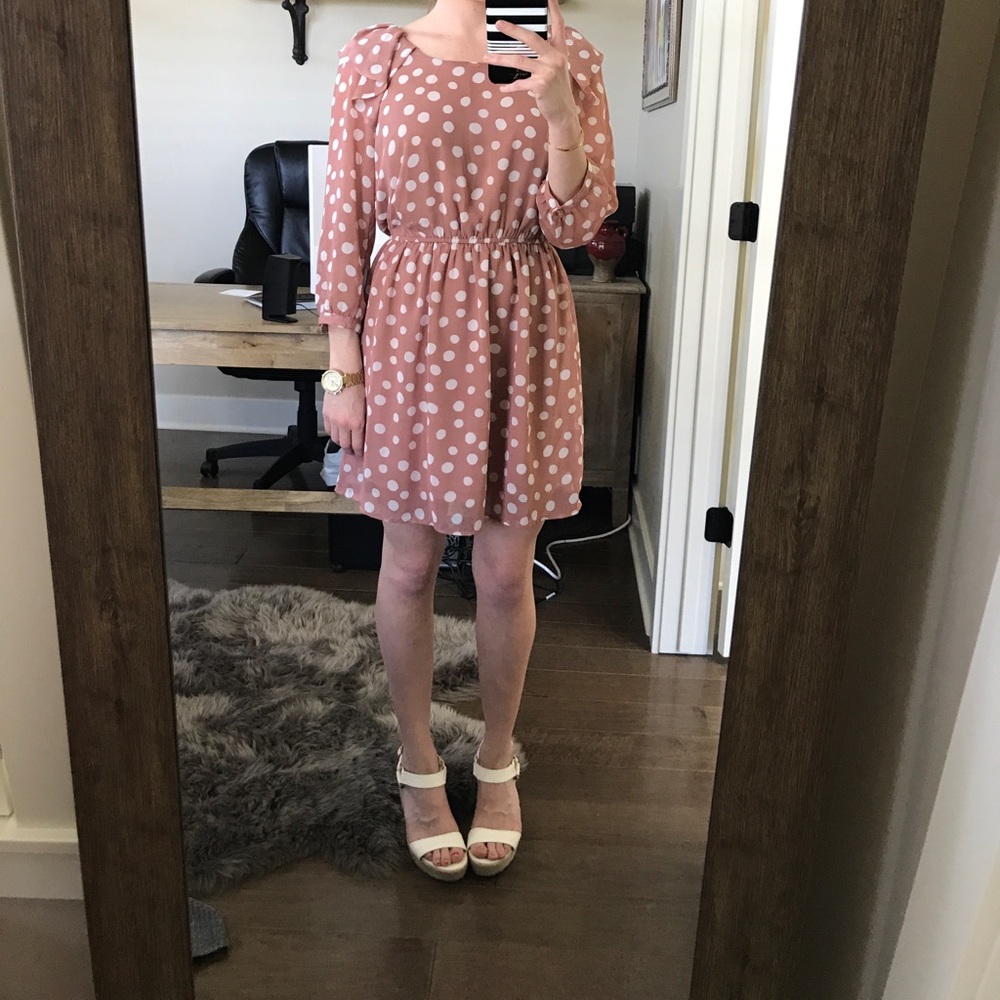 Nude Dress with Polka Dots