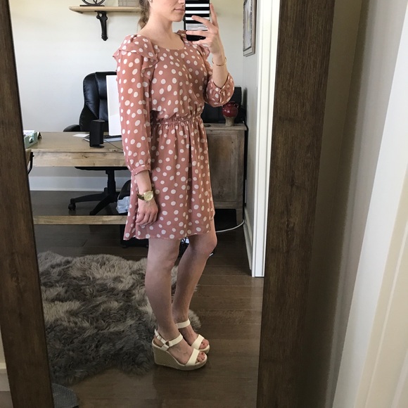 Nude Dress with Polka Dots - Picture 2 of 3