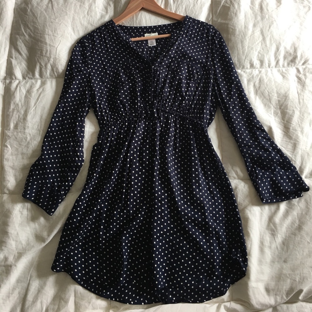 Navy Polka Dot Maternity Blouse