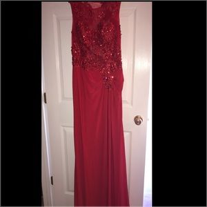 Red beaded prom dress, worn once
