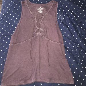 Lace up cropped tank.