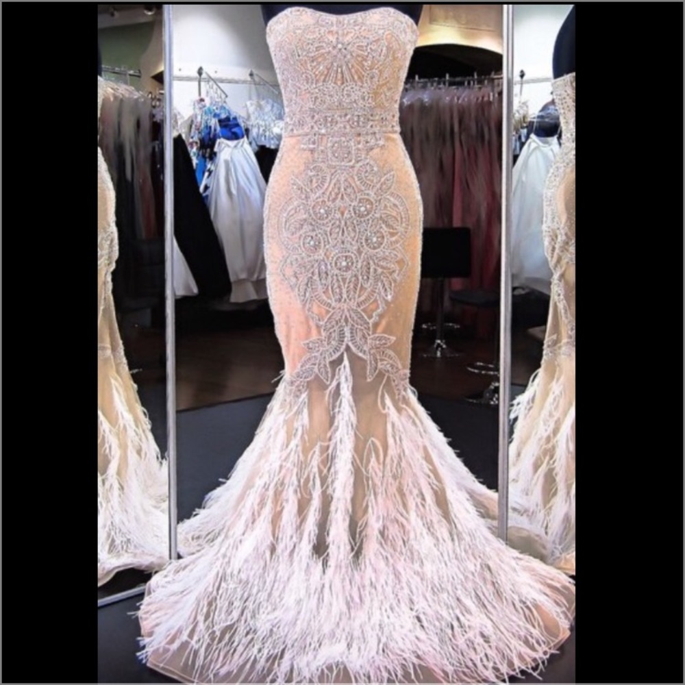Nude/Ivory Mermaid Prom Dress