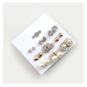 NEW! 9 PAIRS / SET GOLD STUD EARRINGS
