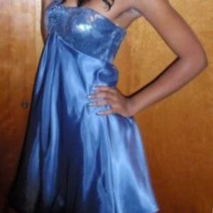 SweatHeart cut Dress with blue sequins