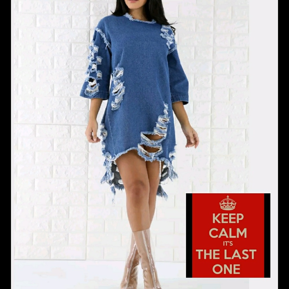 Ripped jean dress nwot