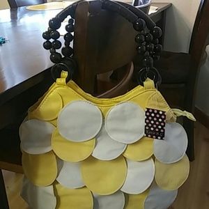 Beautiful New Large Yellow/White Purse