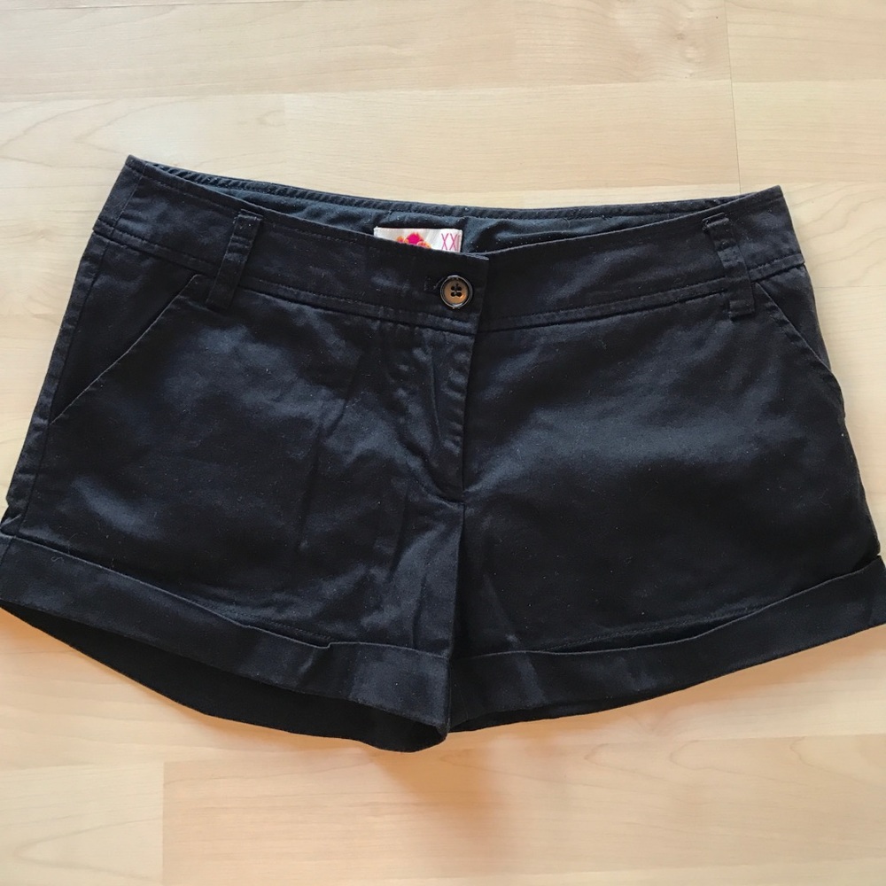 Black cuffed shorts