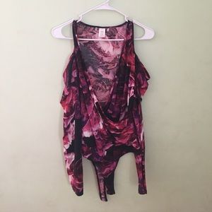 cold shoulder floral bodysuit