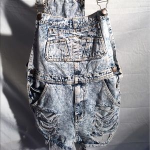 Destroyed acid wash overalls