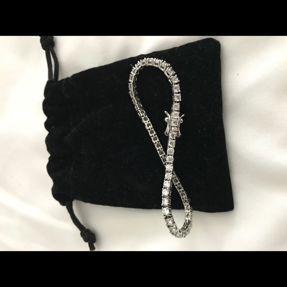 18K White Gold Swarovski Elements Tennis Bracelet!