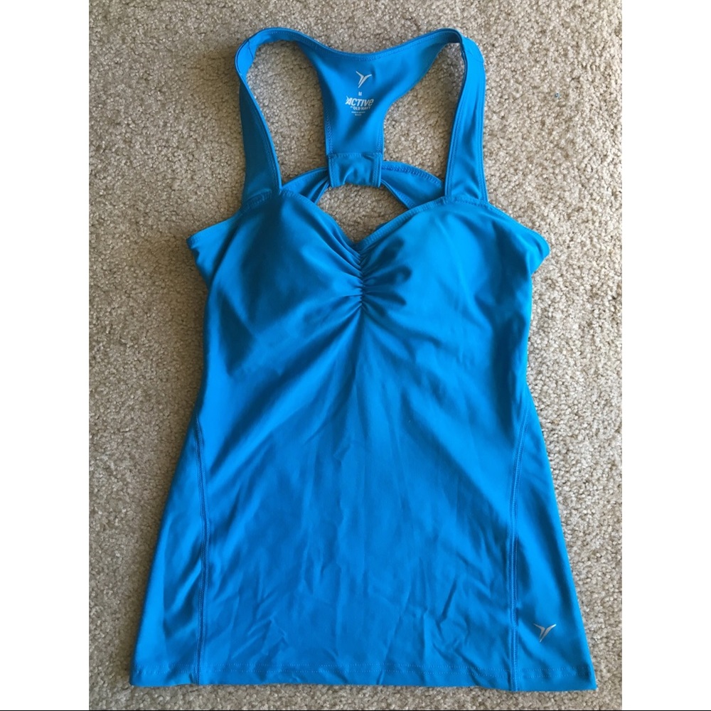 Blue Active Tank Top with Built in Bra Medium