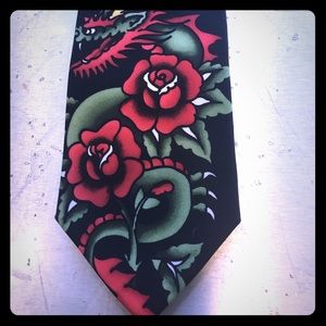Collectible Ed Hardy Dragon and Roses Tie