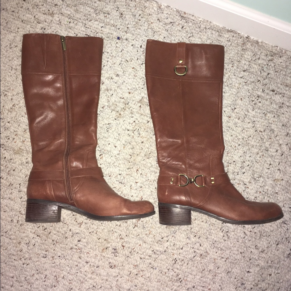 Brown tall riding boots