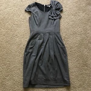 Gray Cap Sleeve Bow Dress