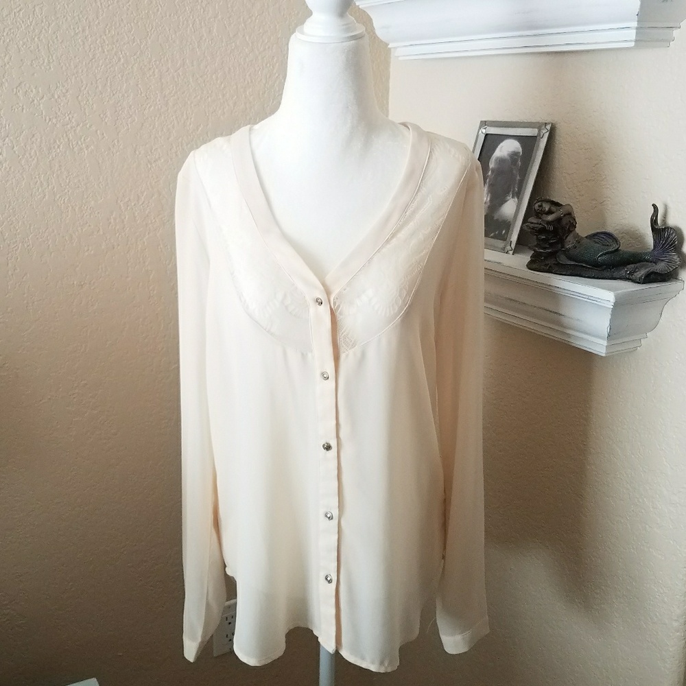 Love 21 Blouse w/ Lace Panels