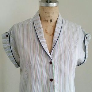 Vintage Striped Button-Up Top