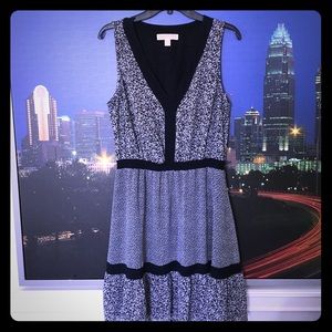 Navy and white peasant dress