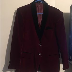 Burgundy velvet blazer